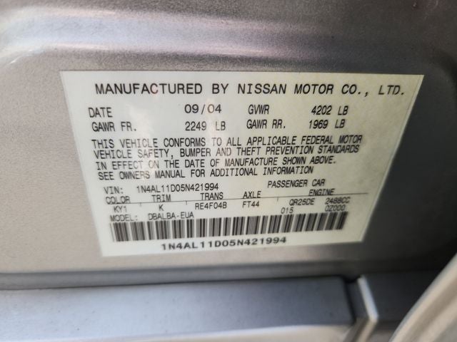 2005 Nissan Altima 2.5 S